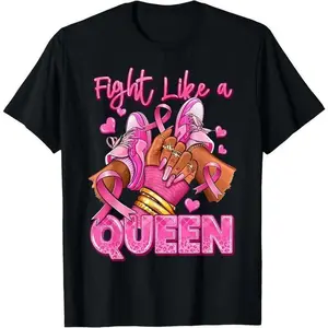 graphic tees 100% Cotton Afro Pop Rock, Hip Hop Black Women Breast Cancer Survivor Pink Ribbon TShirt90s graphic tees