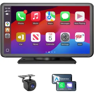 Portable Carplay/Android Auto Screen For Car, 7 Inch HD Touch Screen Wireless Car Play With Backup Camera, Voice Control, BT, FM, Mirror Link For All Vehicle
