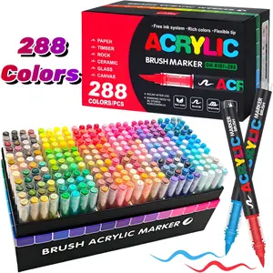 Guangna Automatic Ink Control Acrylic Paint Marker Pen, Tip Acrylic Paint Pen, Suitable for Wood, Rock, Glass, Canvas, Stone, Fabric, DIY Crafts, Gifts