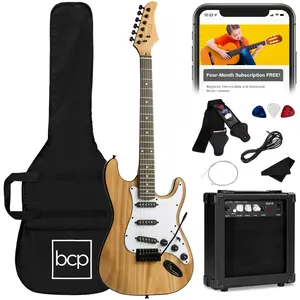 Best Choice Products 39in Full Size Beginner Electric Guitar Kit with Case, Strap, Amp, Whammy Bar