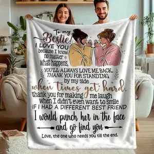 Printed Polyester Fleece Blanket - 1pc Soft Comfortable All-Season Blanket, Ideal Gift for Sisters & Best Friends, Suitable for Sofa Bedding Decor, Office Naps