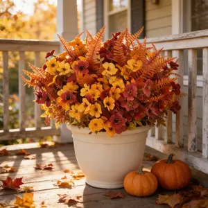 12pcs Autumn Artificial Flower Set, Hyacinth Fake Flowers, Thanksgiving Halloween Holiday Decor, Indoor Outdoor Porch Table Vase Garden