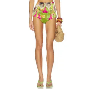 Muma World Beaded Floral Canopy Hot Short in Green