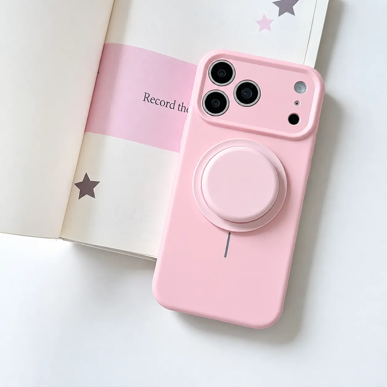 Liquid Silicone Full-Coverage Phone Case with Magnetic Stand & AI Capture Button, Compatible with iPhone 13/14/15/16/17/18 Pro and Pro Max Models Protection Cellphone Smartphone Protective