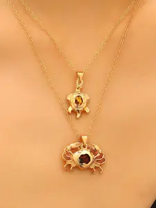 Trendy Ocean-Inspired Necklace, Unique Crab Gemstone Pendant Fashion Accessory, Versatile Choker Chain for Vacation Daily Commute