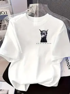 Womens Crewneck Short Sleeve Doberman Dog Print Graphic T Shirt Soft Cotton Breathable Comfortable Fit Trendy Aesthetic Streetwear Daily Wear Events Dog Lover Theme Casual Fashion Top