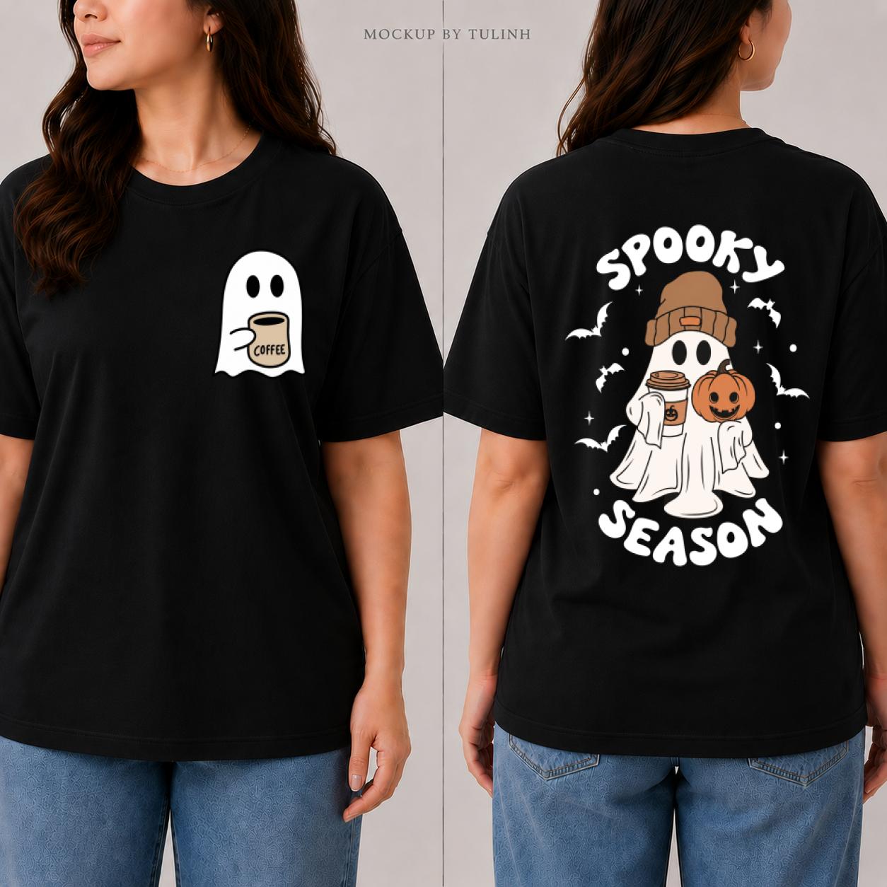 Halloween Ghost Coffee T-Shirt, Spooky Season Graphic Tee, Retro Ghost Coffee Lover Shirt, Cute Fall Autumn Apparel, October Halloween Party Outfit, Funny Coffee Graphic T-Shirt, Gift for Women & Men