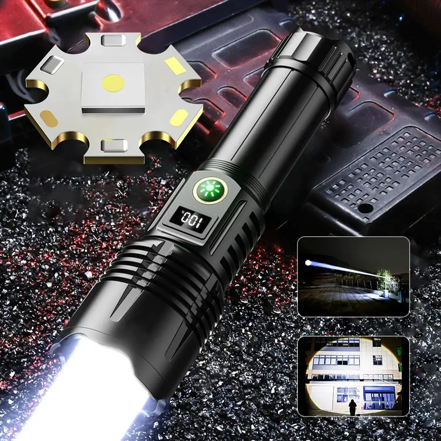 High Power 3000 Lumen LED Rechargeable Flashlight, 5000mAh Large Capacity Battery, Zoom Adjustable Lighting Flashlight for Home Outdoors