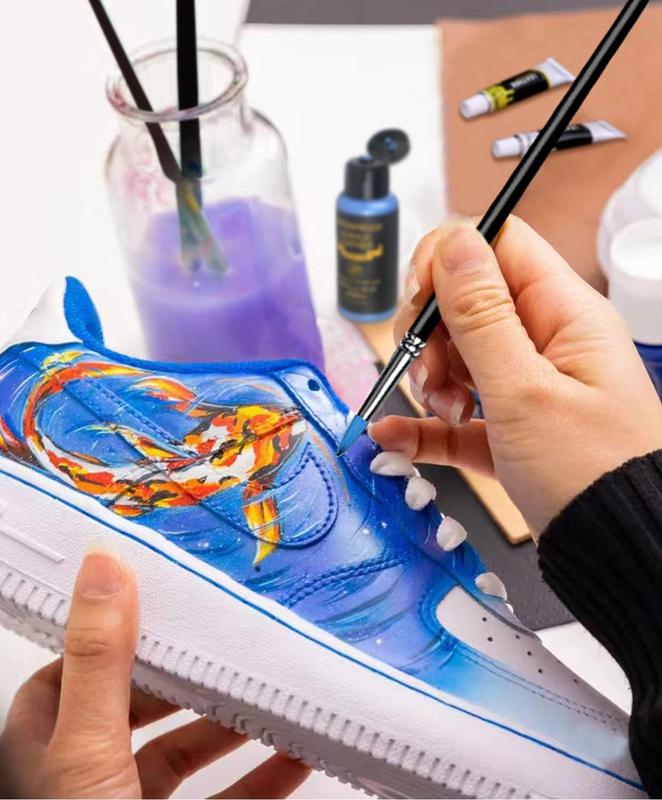 Colorful Acrylic Leather Paint for Shoe Painting- 12 Color Leather Paint for Bag & Wallet Decor, Leather Jacket Care, Crafts DIY & Customizing Leather Projects crayon cerulean Art Supplies coloring supplies