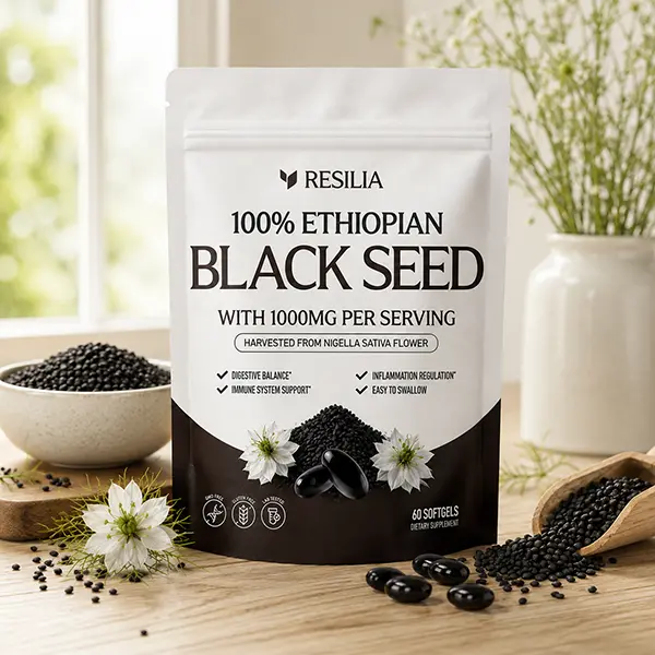 Ethiopian Black Seed Oil Softgels, 1000mg per Serving, Premium Nigella Sativa Seed Oil Supplement, Supports Digestive Health, Immune Function & Overall Wellness, Easy-to-Swallow, 60 Softgels (1 Pack)