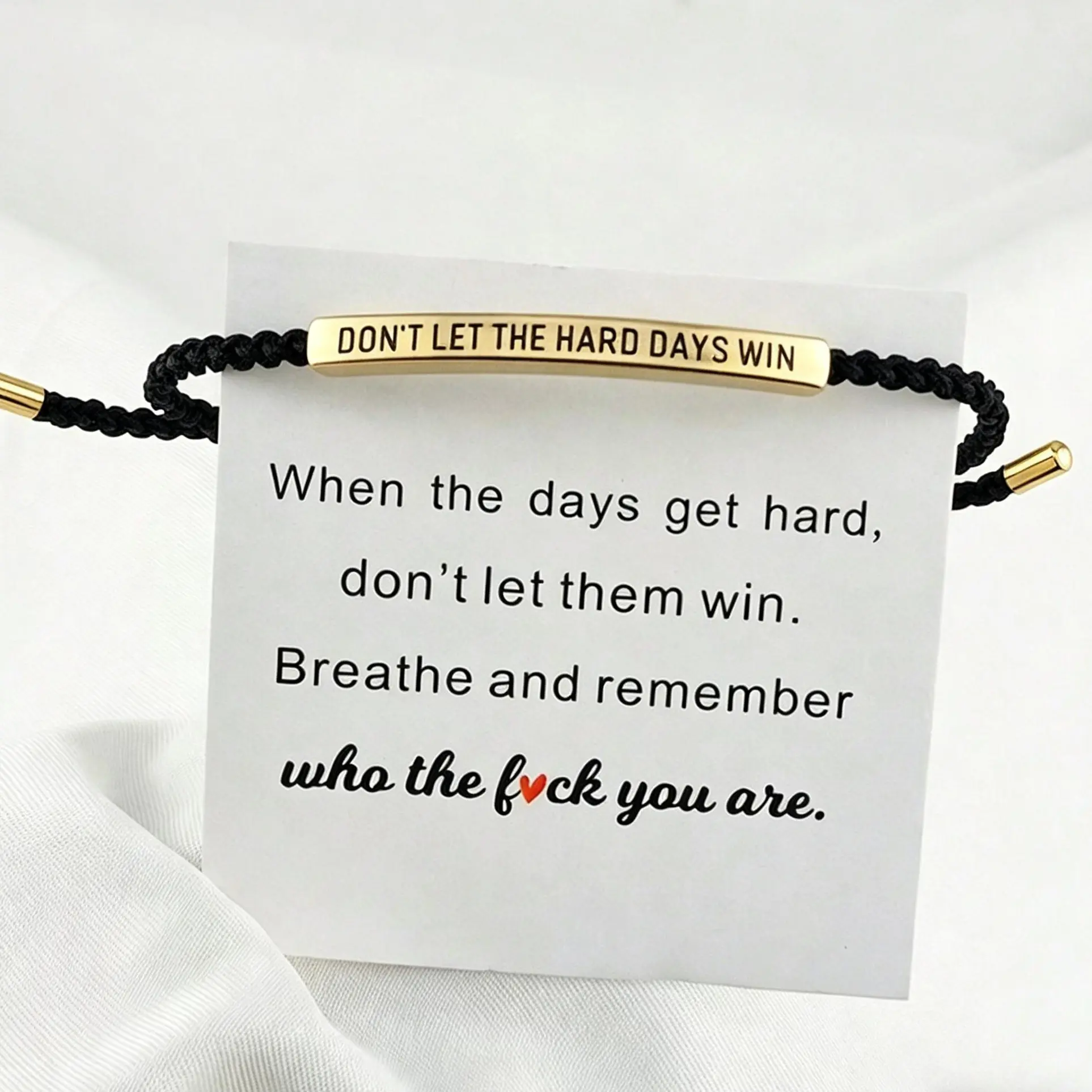 Engraved Inspirational Bracelet Dont Let The Hard Days Win Bracelet Adjustable Handmade Braided Bracelet Stainless Steel Tube Engraved Inspirational Bracelet for Women Men Inspirational Jewelry Gifts