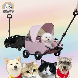Lightweight Foldable Outdoor Pet Stroller, Animal Carrier Travel Trailer for Small-Breed Cats & Dogs, In Stock