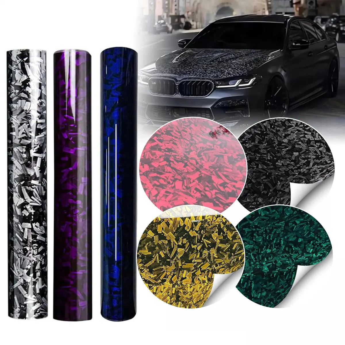 High Gloss Car Wrap Vinyl Film, Self Adhesive Air Release Technology, 59.8 Inch Long, Widths 11.8 & 19.8 Inches, Auto Motorcycle Decoration, Automotive Decoration, Vehicle Exterior Decoration, Car Decals, Truck Decal, Car Accessories