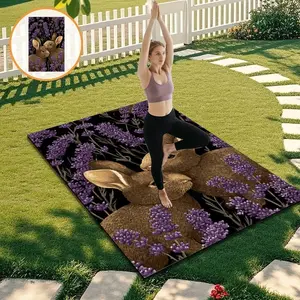 1pc Lavender Rabbit Non-Slip Yoga Mat, Thick Shock Absorbing Silent Fitness Pad, Home Professional Dance Skipping Mat