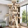 Deskat 80-Inch Tall Indoor Multi-Level Cat Tree for Large Cats - Fabric, 6 Sisal Posts, Durable Scratching Surfaces, 2 Condos, 2 Hammocks, 4 Perches, Scratch Board Zone, Vertical Tower for Climbing & Cozy Sleep
