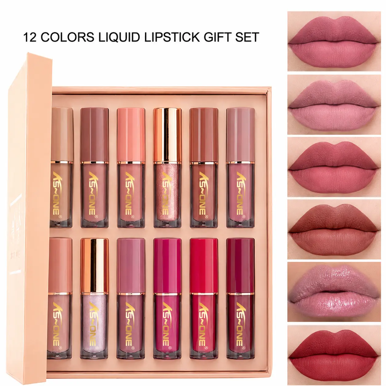 12-Color Liquid Lipstick Gift Set - Matte Pearlescent Finish Cosmetic, Alcohol-Free Makeup Products with Long-Lasting, Non-Fading, Moisturizing Lip Care & Gloss