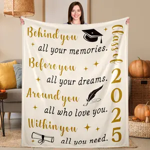 2025 Graduation Flannel Throw Blanket - Ultra Soft Cozy Warm Blanket for Graduates College Students, Inspiring Memory Dream Quotes Design, Great Gift for Couch Bed Sofa Travel Dorm Decor