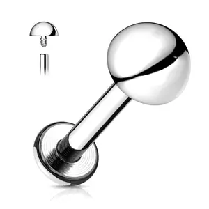 Implant Grade Titanium Internally Threaded Dome Top Labret 4mm Stud Earring for Lips & More - Unisex Fashion Jewelry