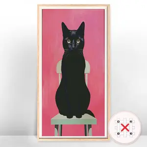 Cat Pattern Counted Cross Stitch Kit, 1 Set Cross Stitch Printed Canvas Needlework Craft, DIY Cross Stitch Kit for Beginner, DIY Craft Supplies