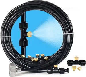 26 FT Misting Cooling System for Patio, 26FT (8 M) Misting Line +8 Mist Nozzles +3/4" Brass Adapter, Outdoor Misters for Patio, Garden, Greenhouse