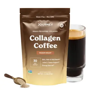 Collagen Coffee Medium Roast – 5 g Bovine Hydrolyzed Collagen + Instant Coffee Blend, Supports Skin Hair & Nail Health, Joint & Tissue Support, Energy & Vitality* – Smooth Medium Roast Coffee Powder - 30 Servings