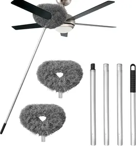 Ceiling Fan Cleaner Duster, Microfiber Ceiling Fan  Cleaner Duster with Extendable Long Handle Removable 13 to 48 in for Cleaning Bookshelves,Door,Window Top (Gray)
