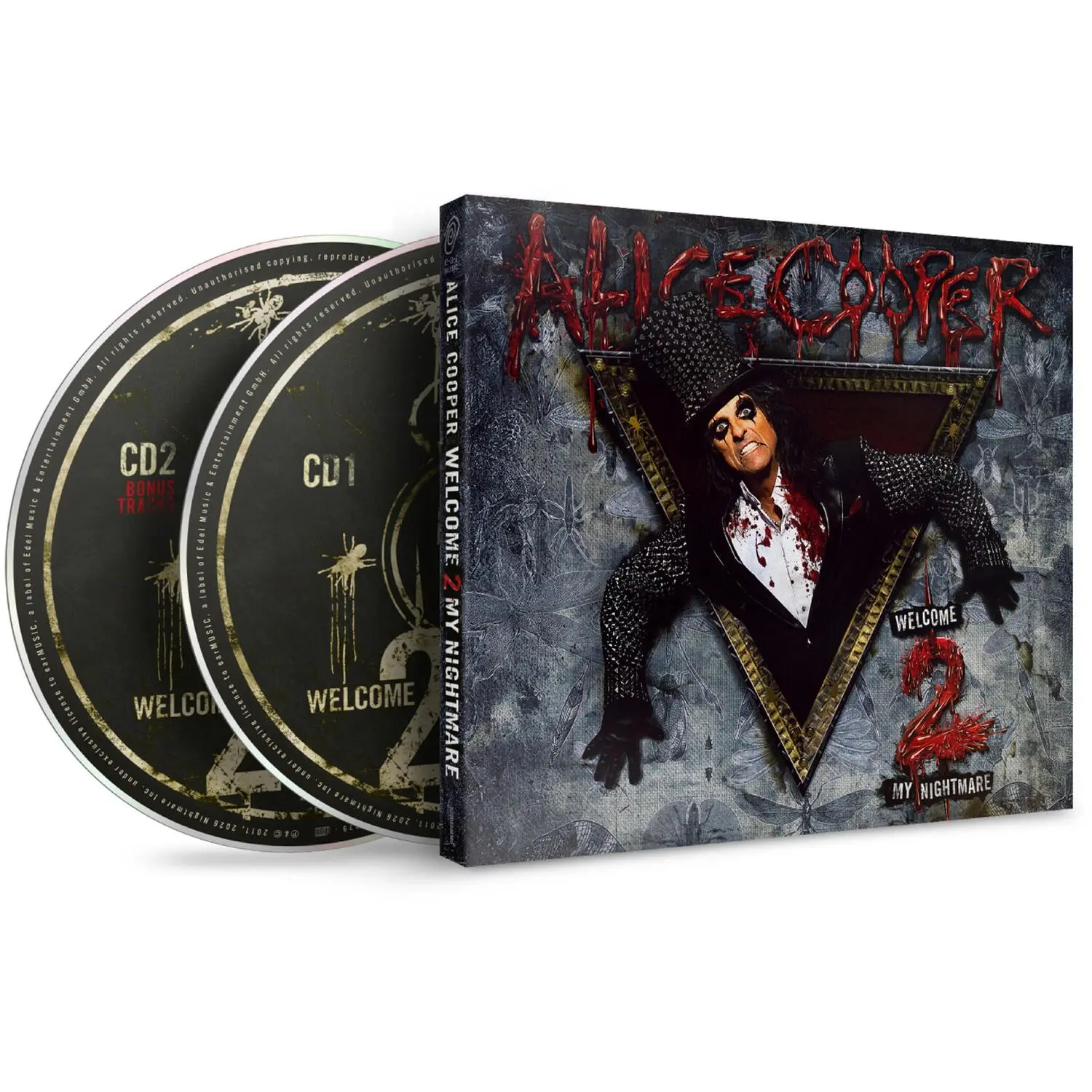 Alice Cooper - Welcome 2 My Nightmare Rock Music Single Disc CD, Digipack Packaging, Reissue with 8. Disco Bloodbath Boogie Fever, 15. Under the Bed, 16. A Bad Situation Tracks, 10. Something To Remember Me By