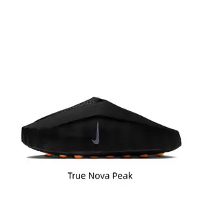 Black Thick-Soled Massage Slides, Orange Spherical Outsole, Breathable Fabric Upper, Pre-Game Recovery Tech Mules