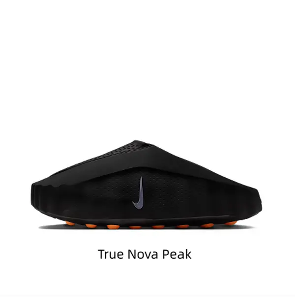 Black Thick-Soled Massage Slides, Orange Spherical Outsole, Breathable Fabric Upper, Pre-Game Recovery Tech Mules