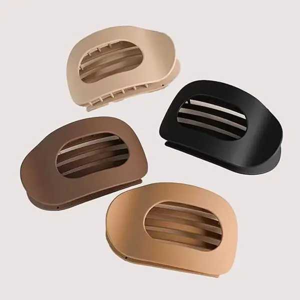 Upgraded Solid Color Hair Clip Set (4-Pack) | Seamless Flat Oval Design, Flexible & Durable for Daily Wear