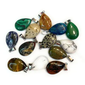 Teardrop Gemstone Pendant - Tiger Eye, Howlite, Cherry Quartz, Clear Quartz and many more