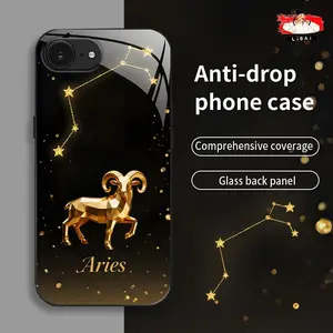 Suitable for [iPhone 16e] New high-end twelve constellations glass mobile phone case new business simple explosion-proof mobile phone case affordable anti-fall anti-fingerprint 995