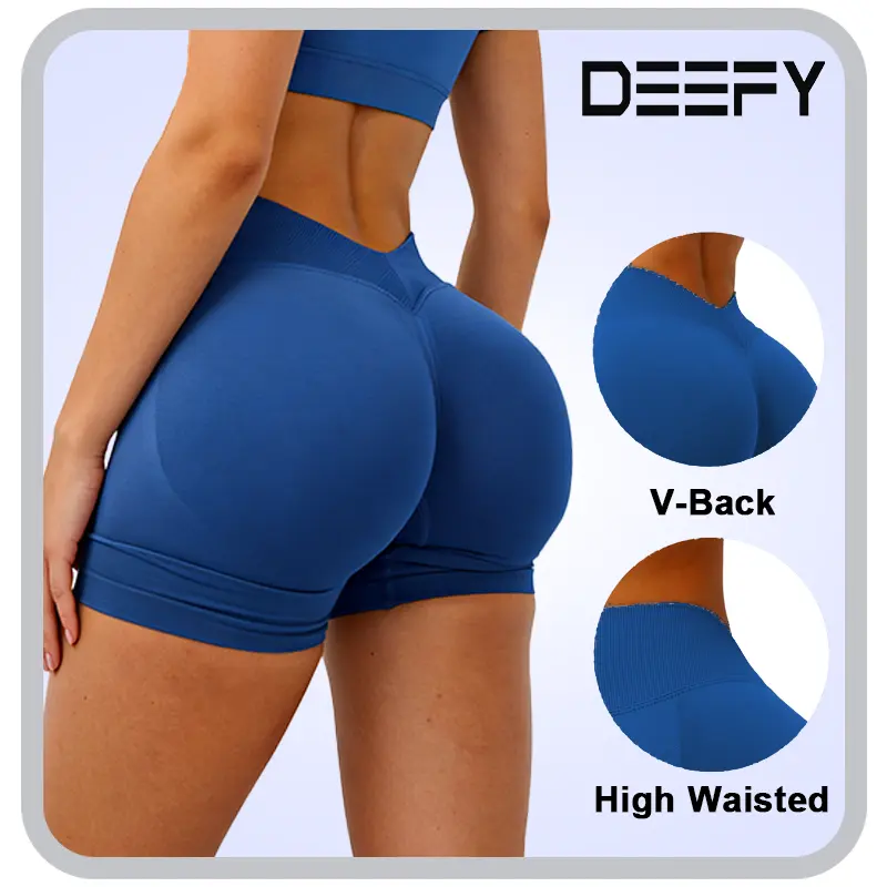 [SIZE UP 1] DEEFY LJ V-BACK SCRUNCH SHORTS High Waisted Booty Lifting Shorts Tummy Control Seamless Workout Shorts Gym Yoga Activewear Women Glute Sculpting Shorts