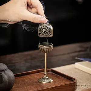 Wealth-Attracting Pixiu High-Foot Incense Burner — Qilin-Themed Palace Lantern-Style Censer — Compact Indoor Home Use Auspicious Cloud Coil Incense Holder — Lucky Elephant Aromatherapy Burner