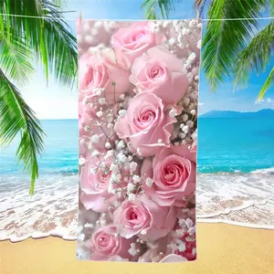 Three sizes of floral-patterned rectangular beach towels – highly absorbent, breathable, quick-drying, large size, stylish appearance, yoga accessory, Mother's Day gift (suitable for beach, travel, pool, etc.), and also an ideal gift for friends.