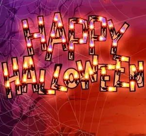 LAMPHOME 16'' Decorations Window Silhouette, Light Up Window Lights, Lighted Happy Halloween for Party Home Tabletop Ornaments