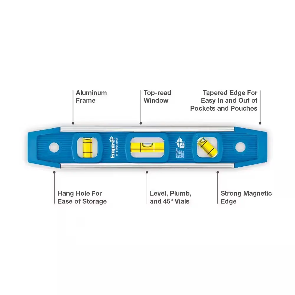 9 in. Torpedo Level - Blue Measuring Tool for Surfaces