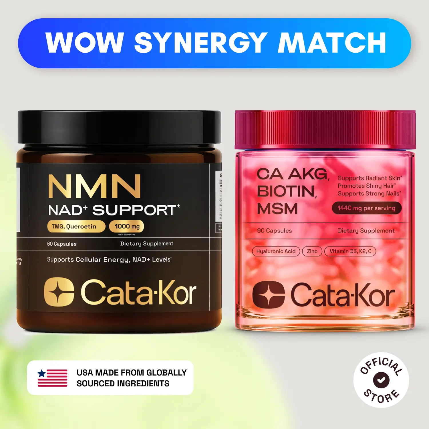 Longevity & Beauty Bundle - Cata-Kor Longevity NMN & Beauty Mix (CA AKG, Hyaluronic Acid & Biotin) Supplement Optimum Longevity & Beauty Bundle - Cata-Kor Longevity NMN & Beauty Mix (CA AKG, Hyaluronic Acid & Biotin) Supplement Optimum