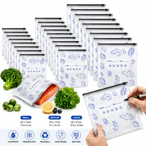 30-Pack Thick Reusable Aluminum Foil Storage Bags, 2026 New Airtight Resealable Vacuum Zipper Pouches with Labels & Zip Locks, 30 pcs 10s+10m+10l Eco-Friendly Insulation Containers with Food Covers for Kitchen Food Storage