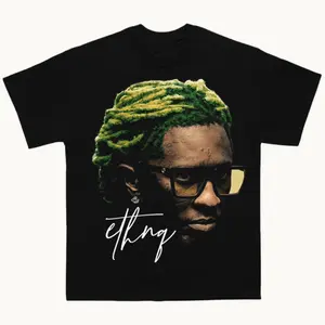 Young Thug Face T-Shirt, Rapper Shirt, Hip Hop, Unisex Cotton Tee, Vintage Style, Trendy Clothing, High Quality, Sports, Gift for friends, Street style, Many colors from S to XL, tiktokshop