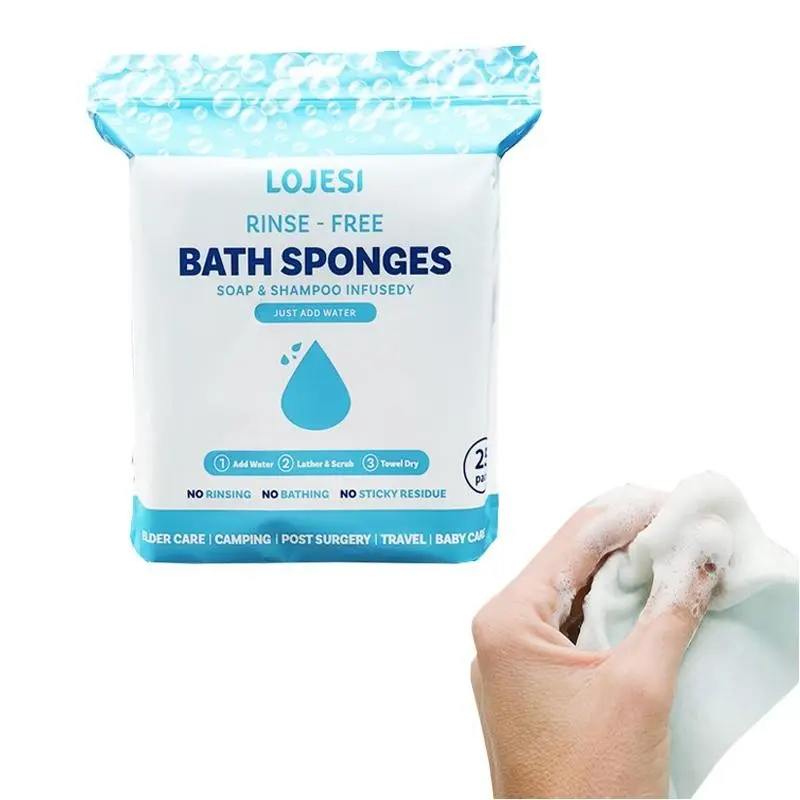 No-rinse Bath & Shave Wipes - Disposable Multi Use Wipes - Containing Soap & Shampoo - Hypoallergenic & pH Balanced - Suitable for Post-Op, Seniors, Fitness, Camping, Travel - Just Wet, Lather, and Dry