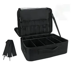 Large Capacity Makeup Case, 1 Count Professional Makeup Case, Portable Artist Organizer with Adjustable Divider & Shoulder Strap, Travel Makeup Bag, Makeup Storage Bag, Cosmetics Organizer