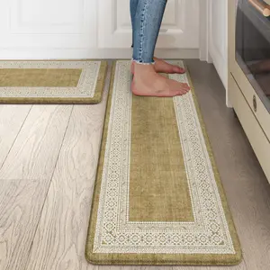 Ailsan Kitchen Mats for Floor Anti FatigueCushioned Kitchen Floor Mats 2 PCSNon Slip Kitchen Rug WaterproofMemory Foam Kitchen Mat for Kitchen Sink LaundryKhaki