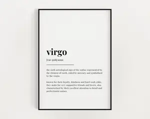 Virgo Definition Print Poster Prints No Framed, Gifts For His Her, Art Prints, Wall Art Home Decor, Abstract Wall Art