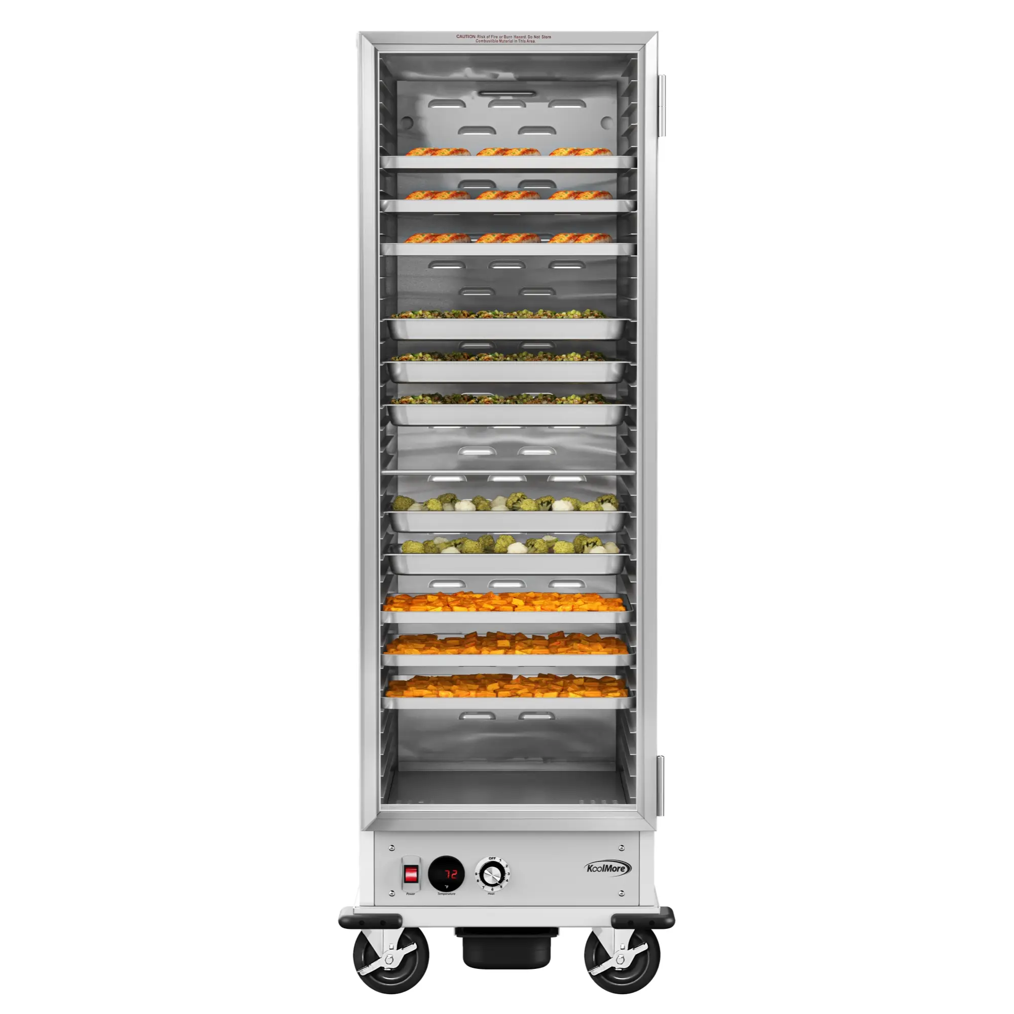 33 in. Commercial Non-Insulated Heated Holding Cabinet with 35-Pan Capacity and Glass Door in Silver (KM-CH36-SNGL)