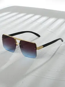 1 Pair Simple Sunglasses for Everyday Use, Summer Square Half Frame Double Beam Sunglasses, Travel Accessories, Square Mirrored Shades