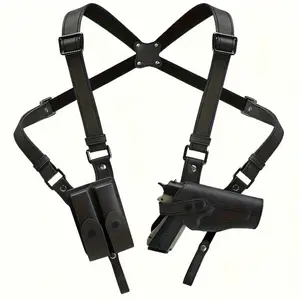 Adjustable Gun Holster Straps, Single Gun Leather Holster Twin Magazines