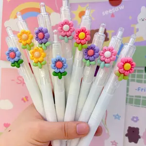6/12pcs Retractable Floral Pattern Ballpoint Pens, Romantic Flower Design, Quick-Dry Ink, Smooth Writing, Ideal for Journals & Sketches