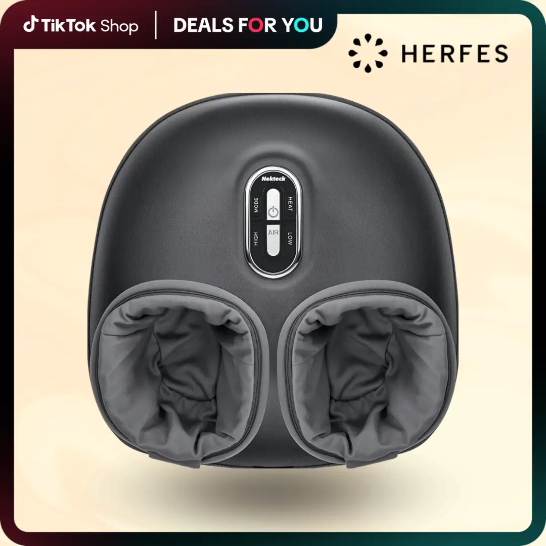 Shiatsu Foot Massager with Soothing Heat, Deep Kneading Therapy& Air Compression, Promotes Blood Circulation, Foot Comfort, Adjustable Settings For Se