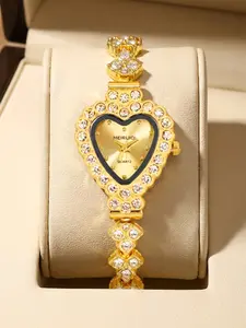 Elegant Women's Watch Heart Dial Quartz Wristwatch, Full Diamond Bezel Commuter Watch, Perfect Gift for Girlfriend Best Friend